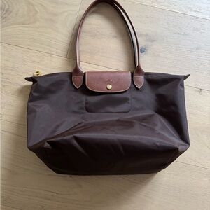 Longchamp large dark brown Le Pliage Original tote bag